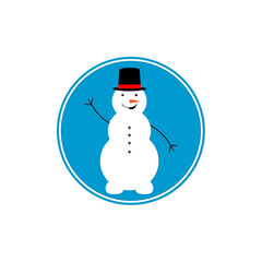Snowman icon, isolated sticker, winter symbol graphic design template, Christmas time, vector illustration