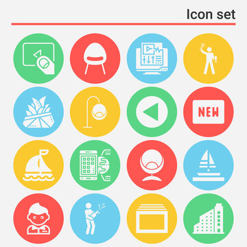 16 pack of late  filled web icons set