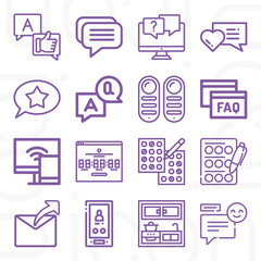 16 pack of respond  lineal web icons set