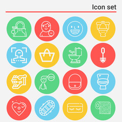 16 pack of lady  lineal web icons set