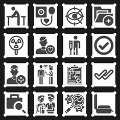 16 pack of examining  filled web icons set