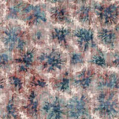 Seamless old aged tapestry rug kilim pattern. High quality illustration. Sun bleached red, burnt orange, and turquoise blue colored vintage Turkish style rug design. Antique carpet graphic design.