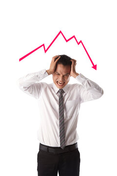 Asian businessman headache from stock market
