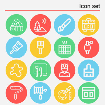 16 pack of ground  lineal web icons set