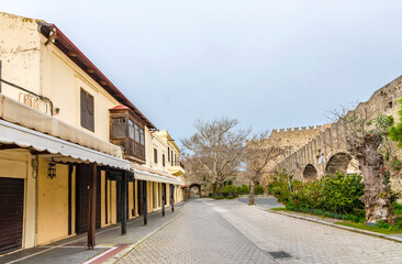 Road to The Gate of St Antonios in Rhodes Island. Rhodes is populer tourist destination in Greece.