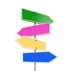 Obraz premium Blank road sign isolated on white background, 3D rendering illustration 