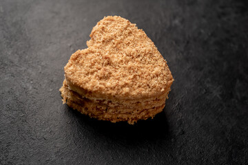 heart shaped cake on stone background
