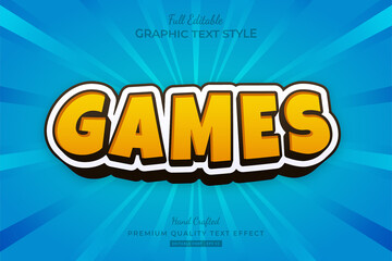 Yellow Games Cartoon Editable Text Effect Font Style