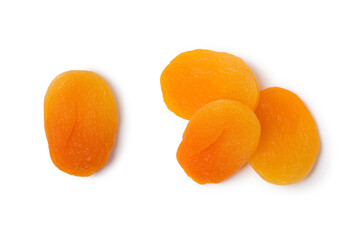 Dried apricots isolated on white in studio 