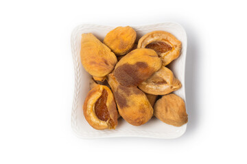 Dried apricots isolated on white in studio 