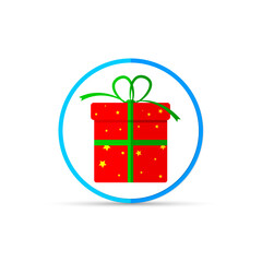 Gift box icon, flat graphic design template, Christmas present, Xmas symbol, Birthday surprise, vector illustration