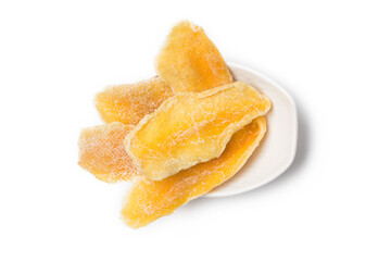 Dried mango fruits isolated on white