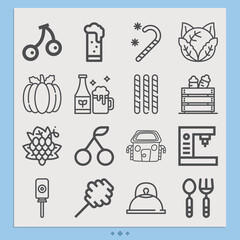 Simple set of eating place related lineal icons.