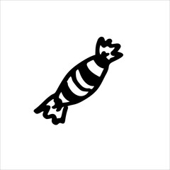 Toffee, candy. Hand drawing doodle. Nice, funny drawing. Black and white drawing. Vector. Icon.