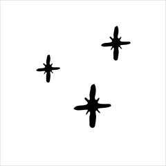 Twinkling stars, stars sparkle icon, Clean star icon. Hand drawing doodle. Nice, funny drawing. Black and white drawing. Vector. Icon.
