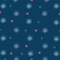 Watercolor.Seamless pattern of multicolored snowflakes on a white background, for the design of cards, posters