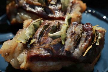 baked meat with specialties in the oven