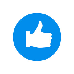Thumbs up icon isolated on white background. Trendy thumbs up icon in flat style. Template for web site, social network, app, ui and logo. Thumbs up vector	