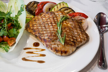 meat steak is on the plate
