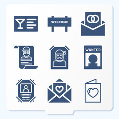 Simple set of 9 icons related to invited