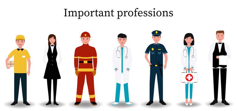 International Labor Day. Set People Characters Actual Important Professions Covid 19. Coronavirus Pandemic, Epidemic. Flat Cartoon Modern Illustration Concept For Banner, Poster, Layout.