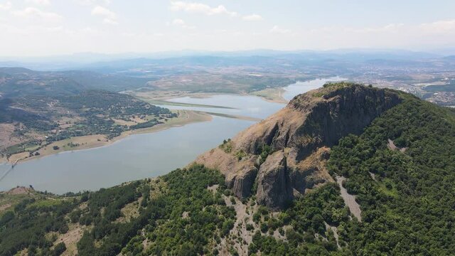 Aerial view of Studen Kladenets Reservoir, Kardzhali Region, Bulgaria