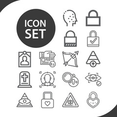 Simple set of memorial related lineal icons.