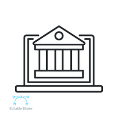 Digital classroom university line icon. Online education on school application learning,  e-learning social on computer distance. Editable stroke vector illustration. design on white background EPS 10