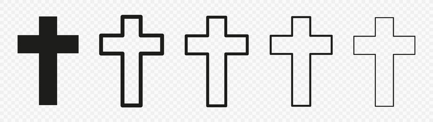 Christian cross icon set. Christian sign, cross.