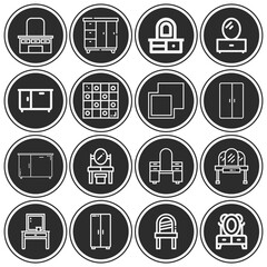16 pack of lesser  lineal web icons set
