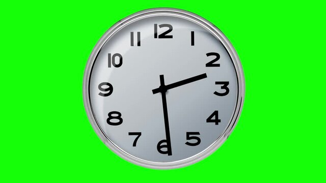 Twenty four Hours Timelapse of Modern minimalistic concrete clock on Green background.