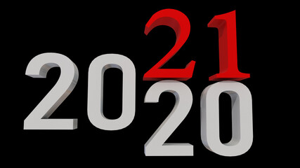 2021 21 push 2020 20 numbers in black background new year -  3d rendering