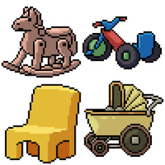 pixel art set isolated baby toy