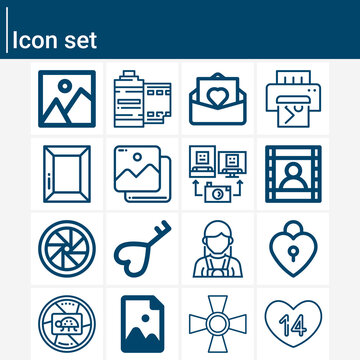 Simple set of photos related lineal icons.