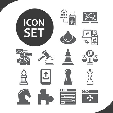 Simple set of entity related filled icons.