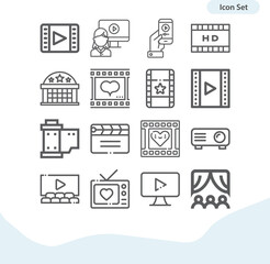 Simple set of films related lineal icons.