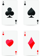 Playing cards. A set of aces. Four aces.