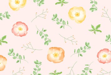 優しいタッチのポピーとユーカリのイラスト