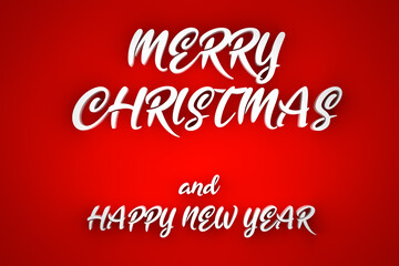 Text Marry Christmas and Happy New Year on red background