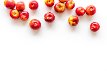 Group of red apples - top view, space for text