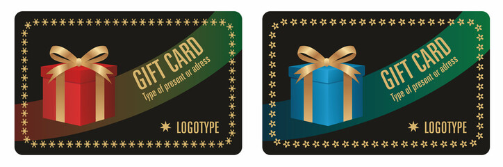 Templates for two different gift cards. One for Christmas and one for other events. Vector illustration. EPS10.