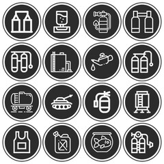 16 pack of tank car  lineal web icons set