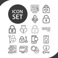 Simple set of attribute related lineal icons.