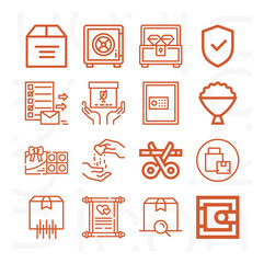 16 pack of plight  lineal web icons set