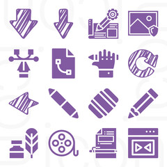 16 pack of editing  filled web icons set