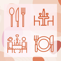 Simple set of dishes related lineal icons