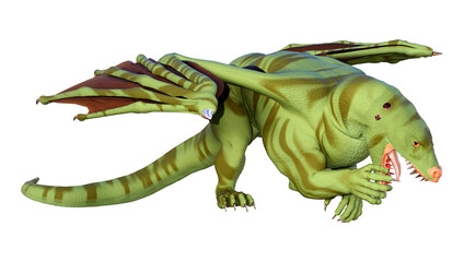 Fototapeta premium 3D Rendering Fairy Tale Dragon on White
