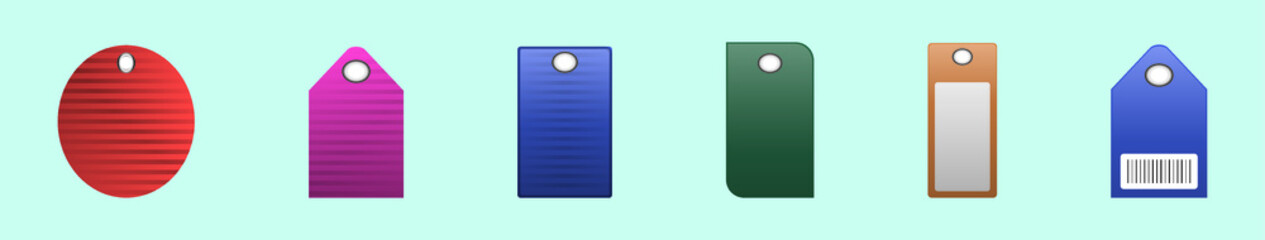 set of blank label cartoon icon design template with various models. vector illustration isolated on blue background