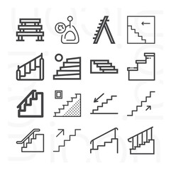 16 pack of stair  lineal web icons set