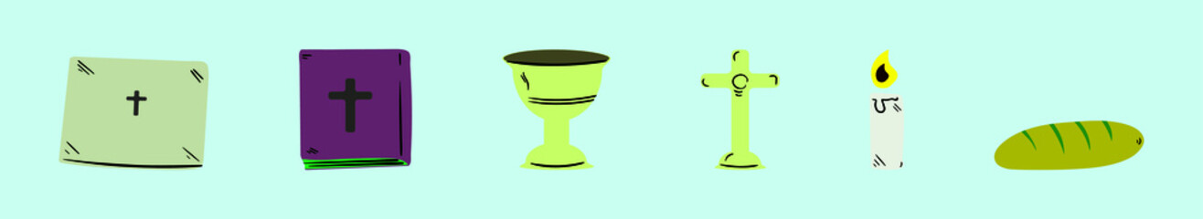 Obraz premium set of church altar cartoon icon design template with various models. vector illustration isolated on blue background